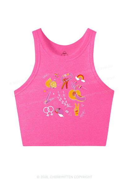 Lesbian Symbols Y2K Crop Tank Top Cherrykitten
