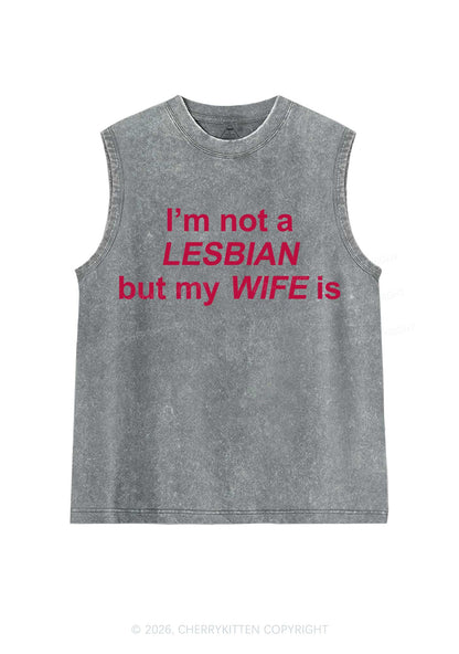 My Wife Is Lesbian Pride Y2K Washed Muscle Tank Cherrykitten