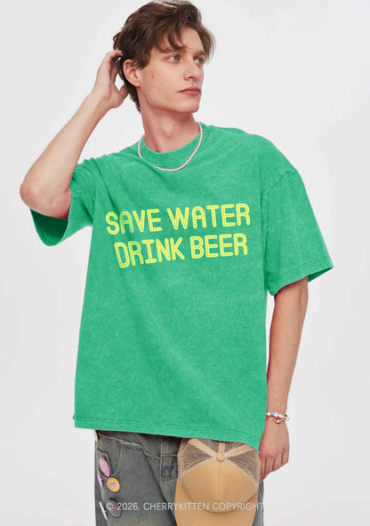 Save Water Drink Beer St Patricks Y2K Shirts Washed Tee Cherrykitten