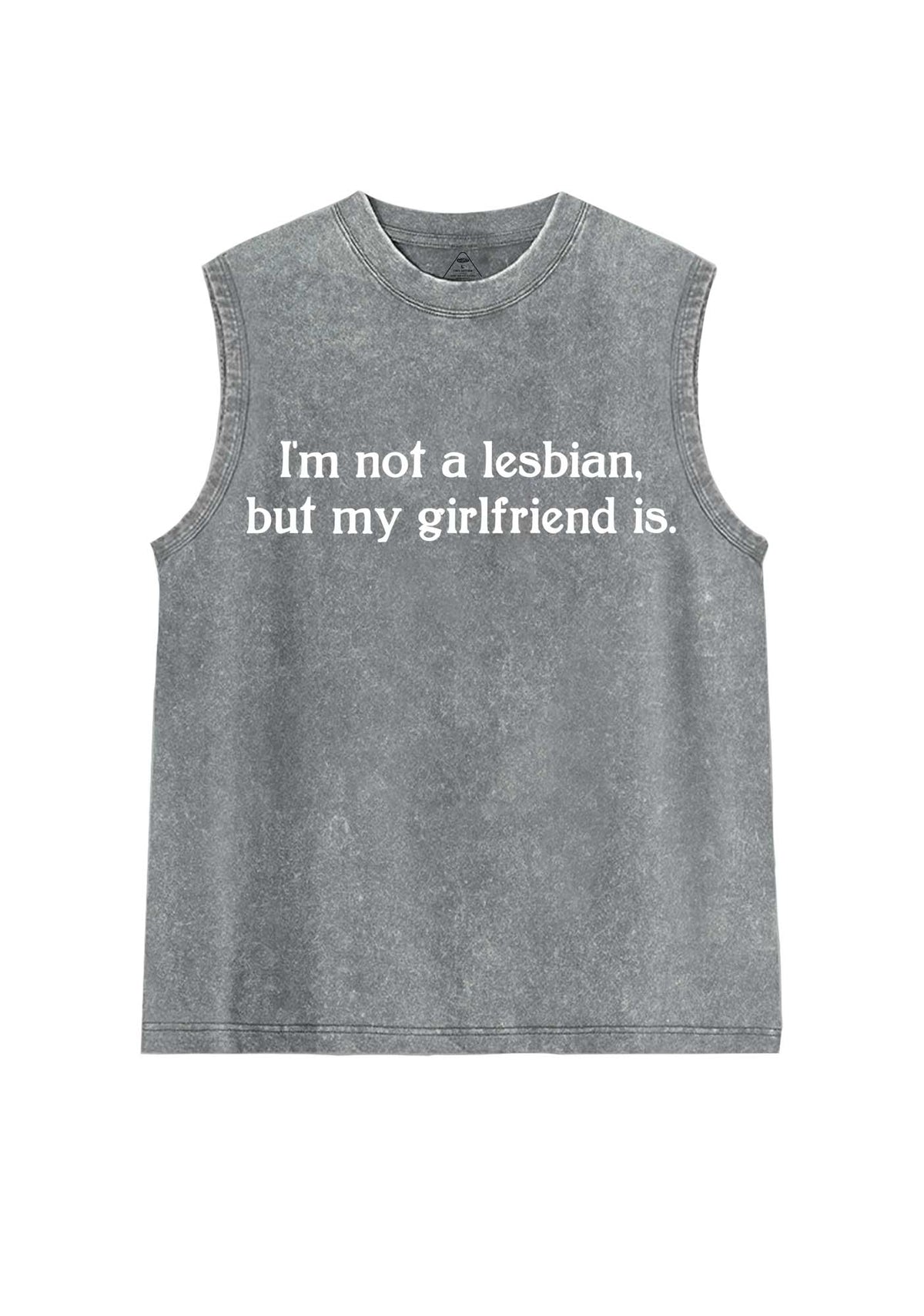 My Girlfriend Is Lesbian Pride Y2K Washed Muscle Tank Cherrykitten