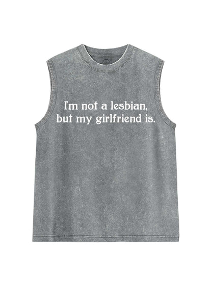 My Girlfriend Is Lesbian Pride Y2K Washed Muscle Tank Cherrykitten