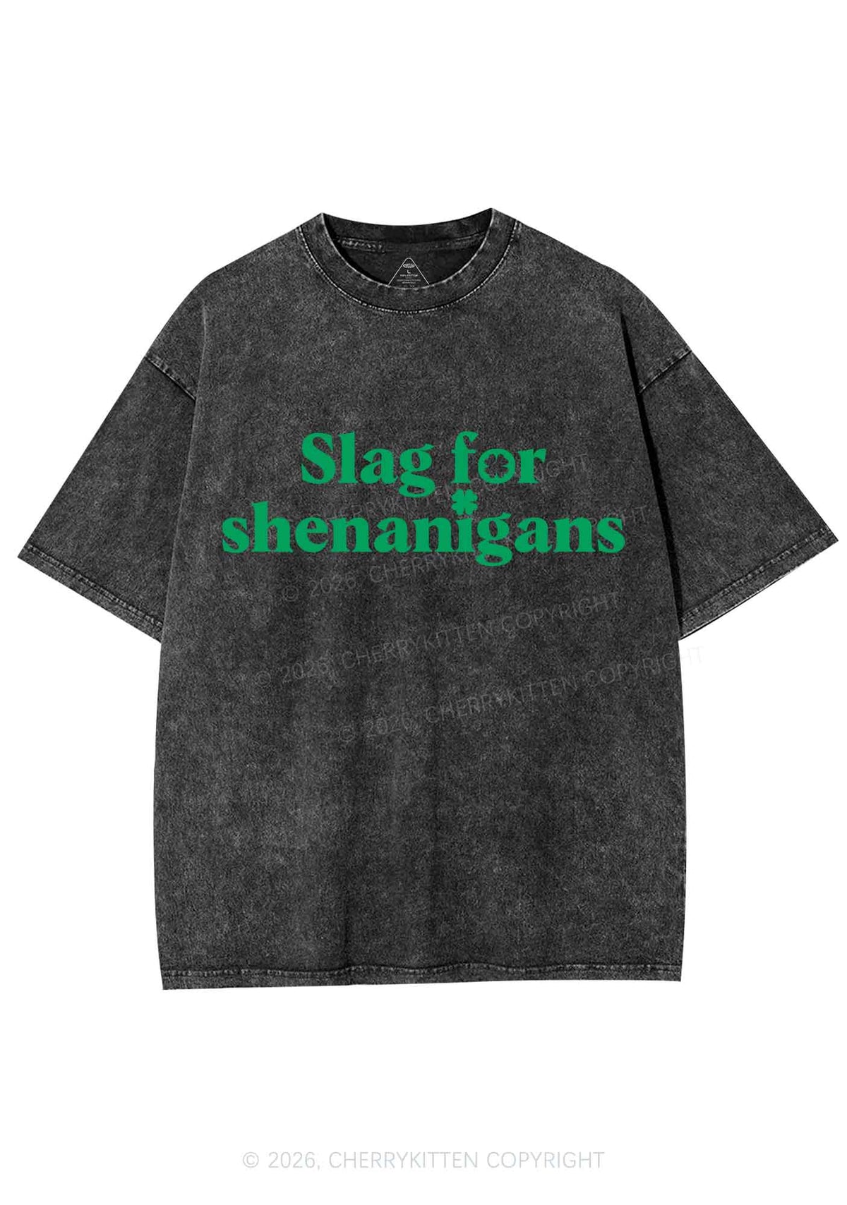 Slag For Shenanigans St Patricks Y2K Shirts Washed Tee Cherrykitten