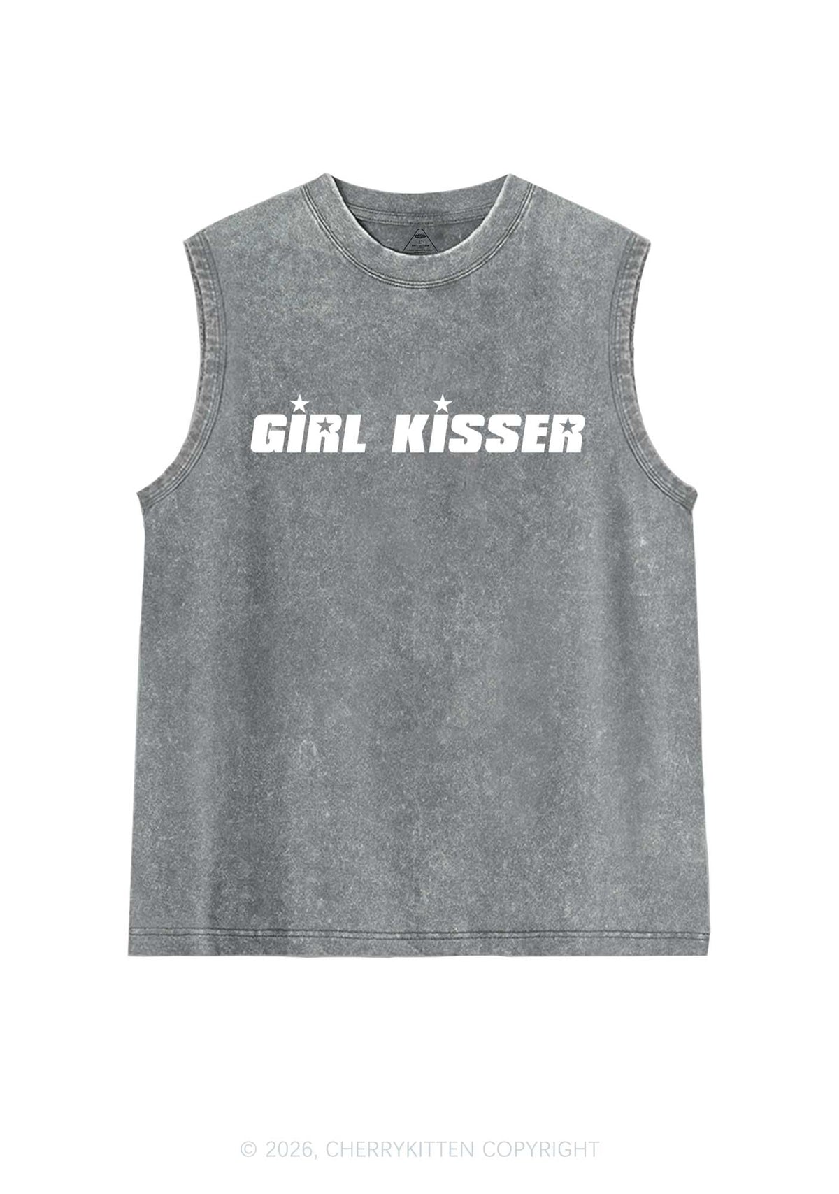 Girl Kisser Star Pride Y2K Washed Muscle Tank Cherrykitten