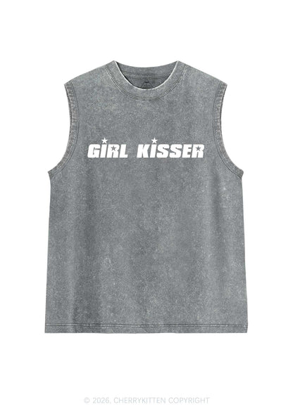 Girl Kisser Star Pride Y2K Washed Muscle Tank Cherrykitten
