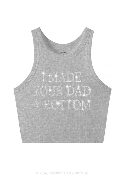 Rhinestone Made Your Dad A Bottom Pride Y2K Crop Tank Top Cherrykitten