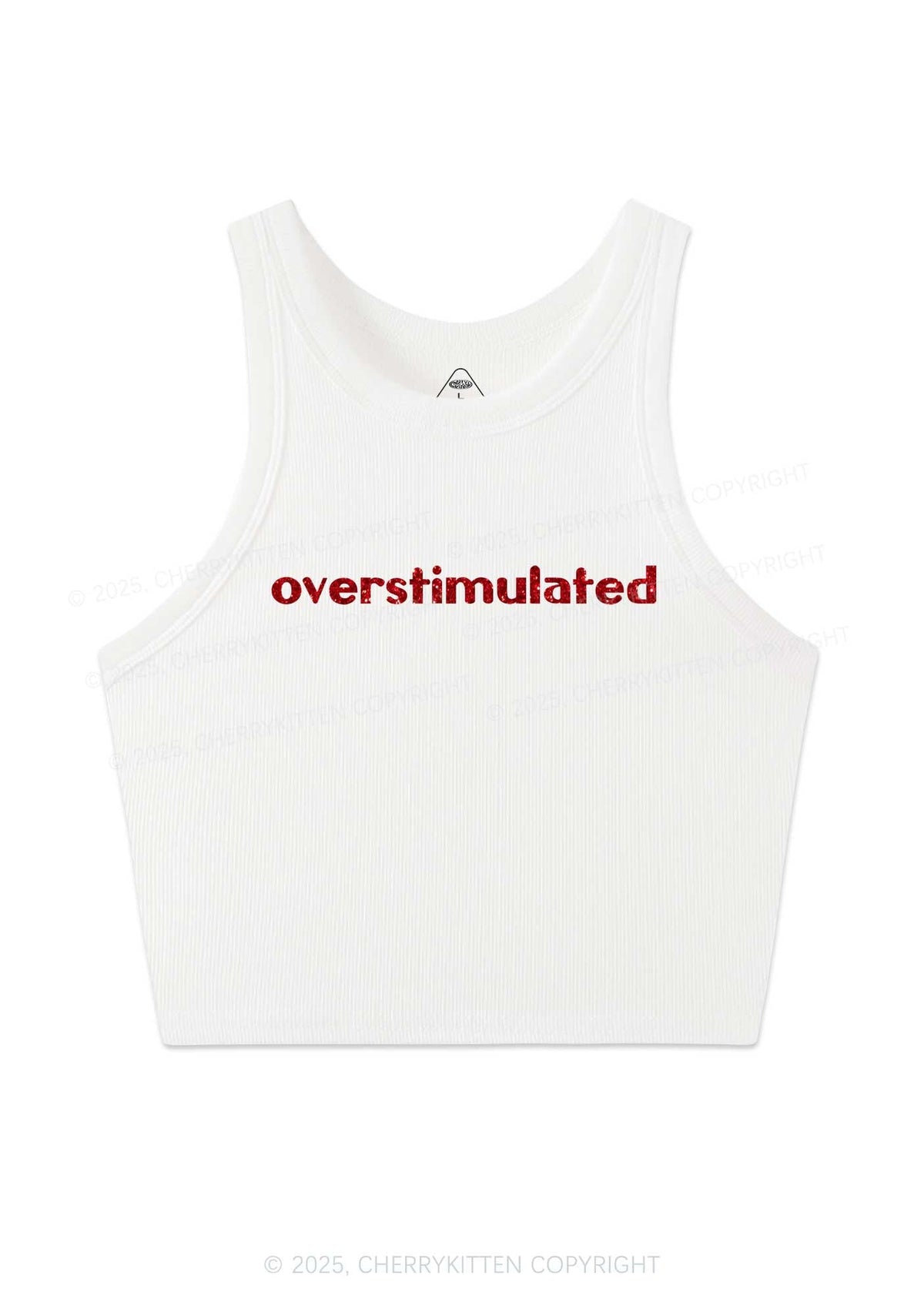 Glitter Overstimulated Y2K Crop Tank Top Cherrykitten