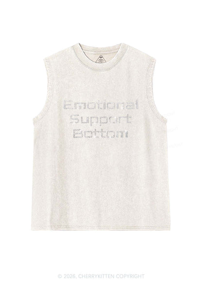 Rhinestone Emotional Support Bottom Pride Y2K Washed Muscle Tank Cherrykitten
