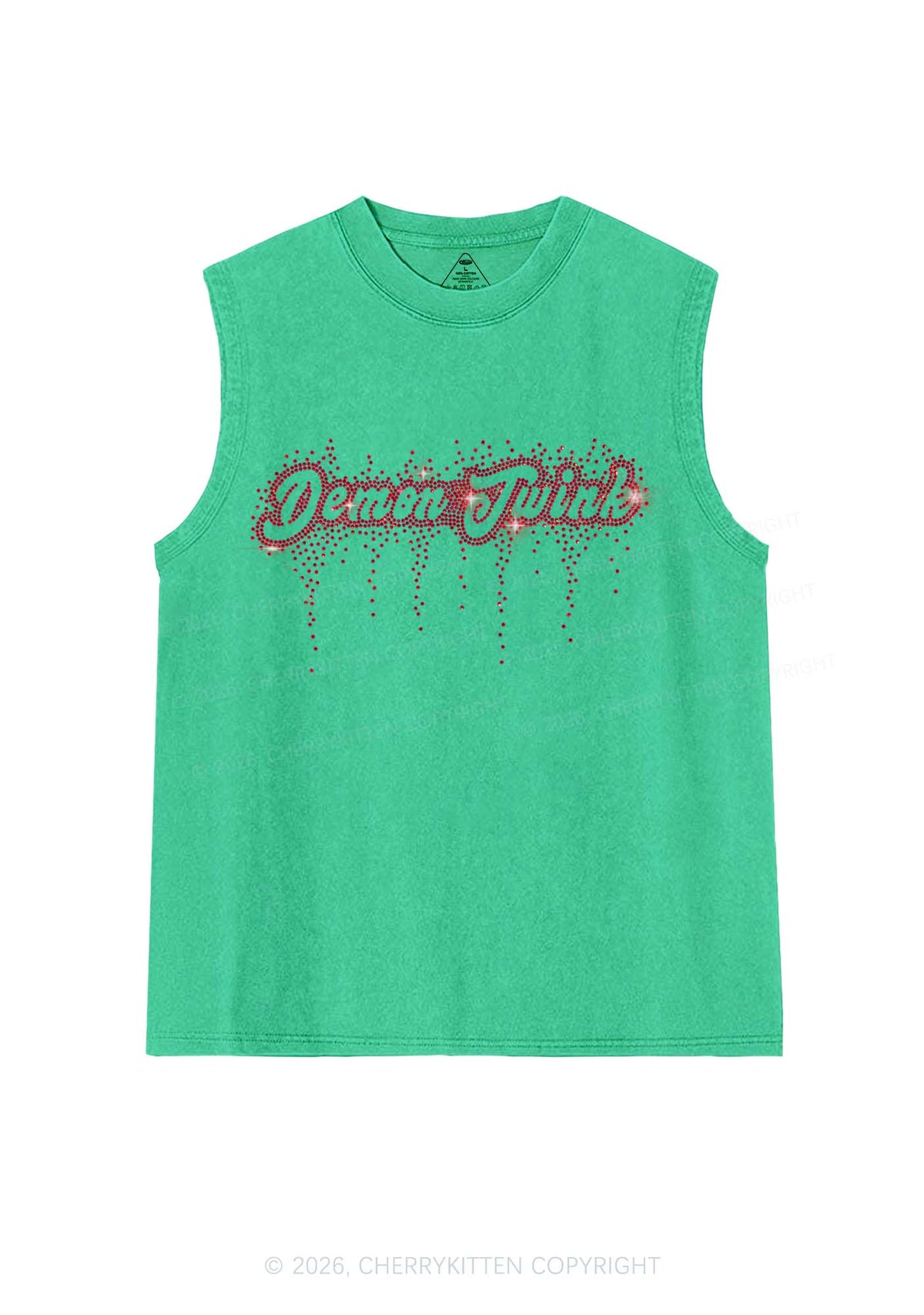 Rhinestone Demon Twink Pride Y2K Washed Muscle Tank Cherrykitten