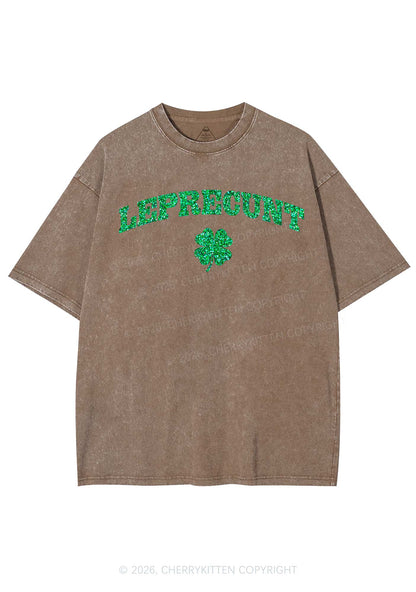 Glitter Leprecunt St Patricks Y2K Shirts Washed Tee Cherrykitten
