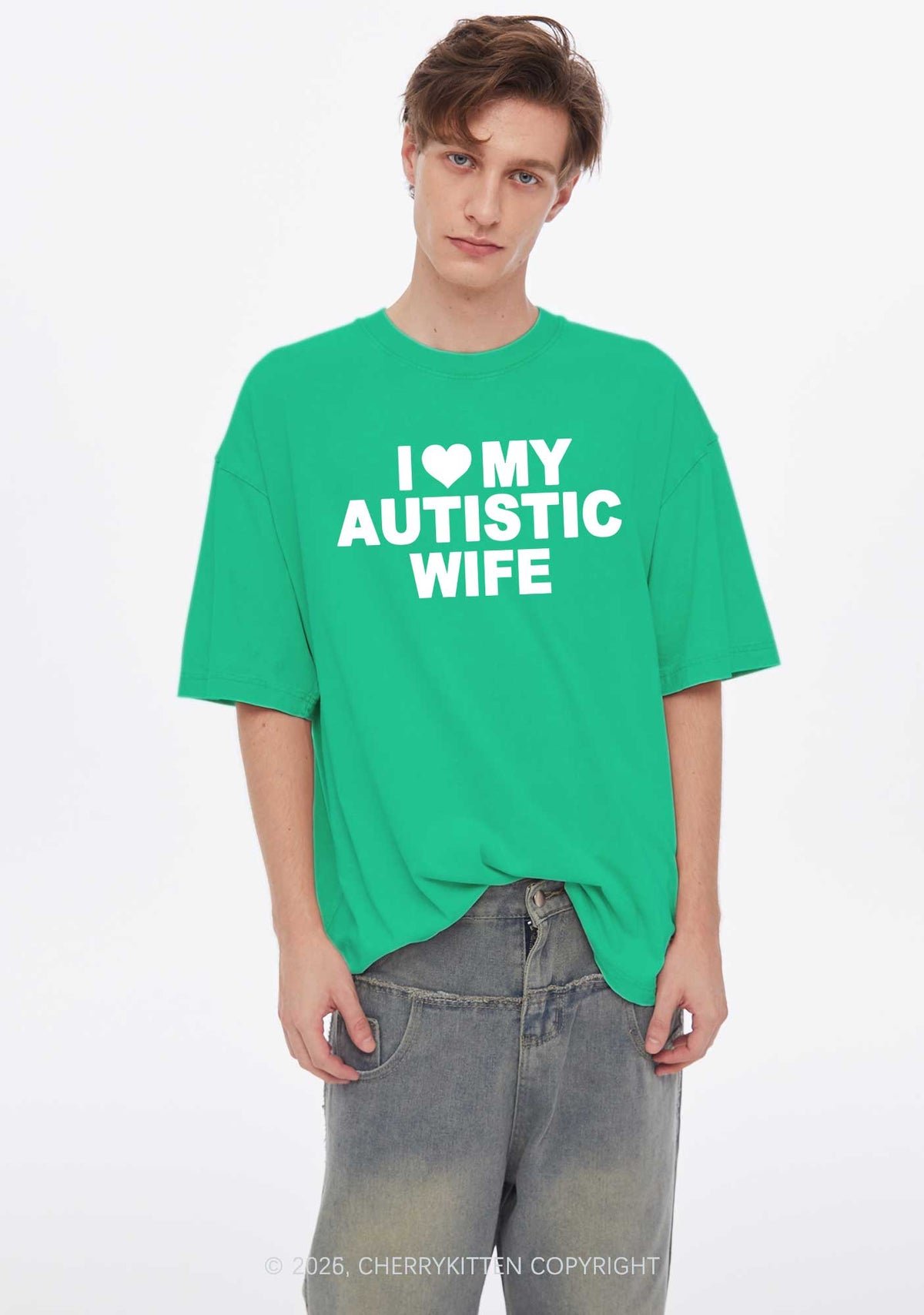 I Love My Autistic Wife Y2K Shirts Washed Tee Cherrykitten
