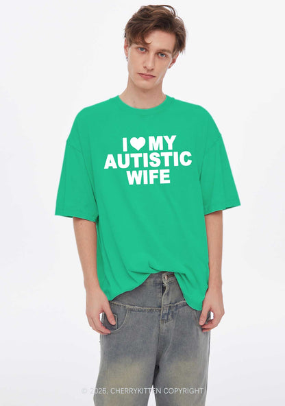 I Love My Autistic Wife Y2K Shirts Washed Tee Cherrykitten