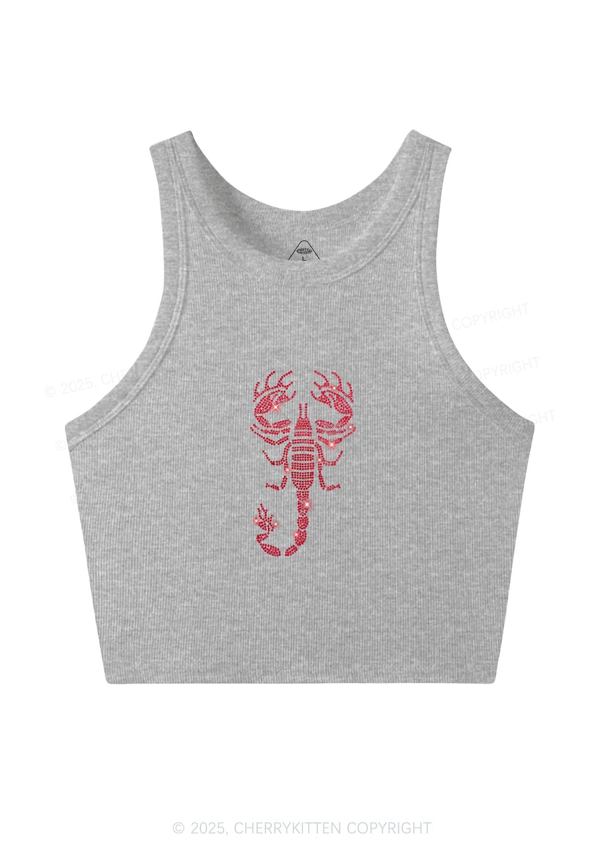 Rhinestone Red Scorpion Y2K Crop Tank Top Cherrykitten