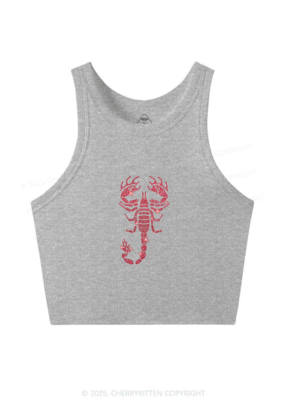 Rhinestone Red Scorpion Y2K Crop Tank Top Cherrykitten