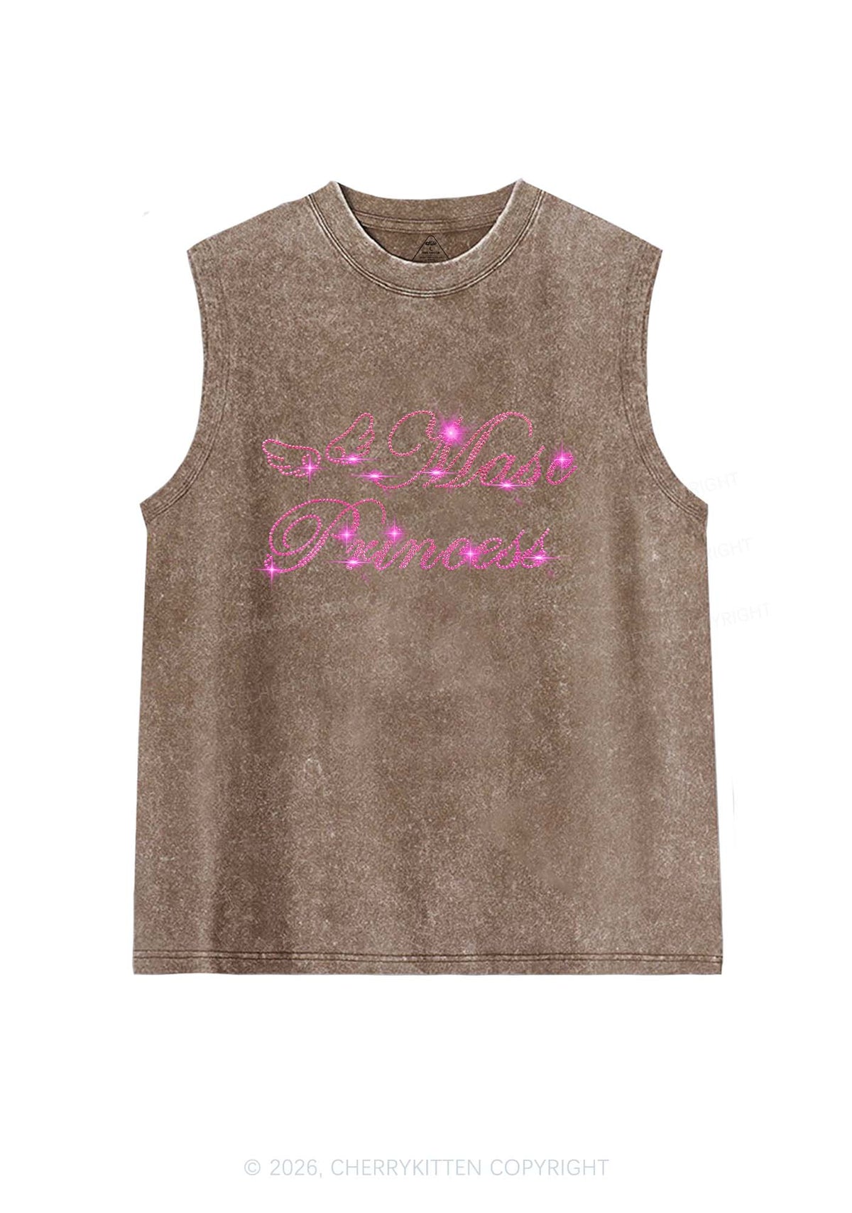 Rhinestone Masc Princess Pride Y2K Washed Muscle Tank Cherrykitten