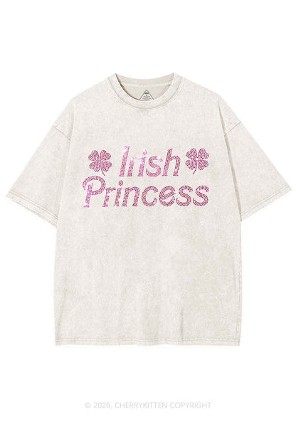 Rhinestone Irish Princess St Patricks Y2K Shirts Washed Tee Cherrykitten