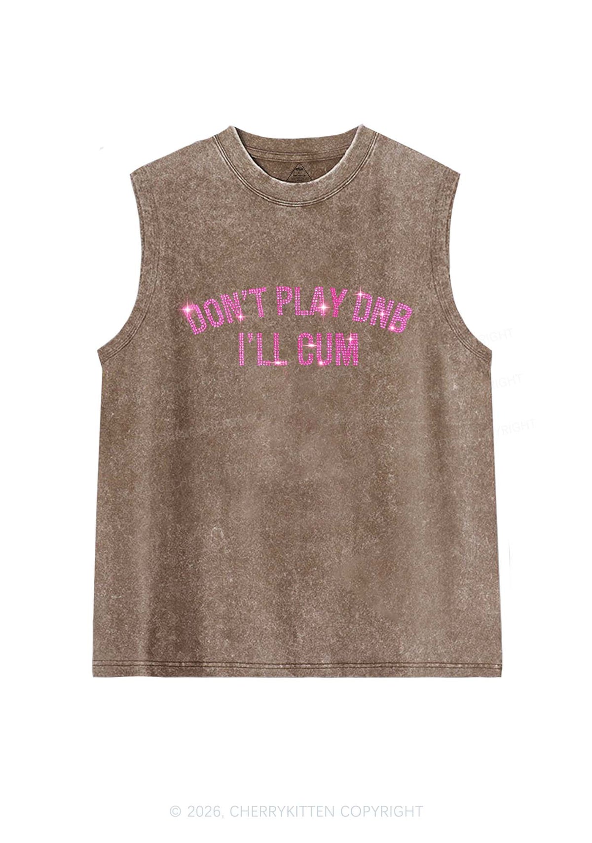 Rhinestone Dont Play DNB Y2K Washed Muscle Tank Cherrykitten