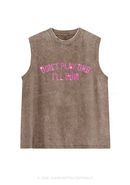 Rhinestone Dont Play DNB Y2K Washed Muscle Tank Cherrykitten