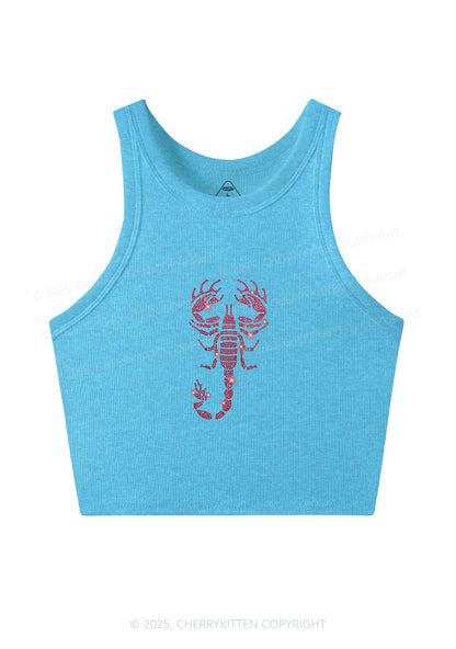 Rhinestone Red Scorpion Y2K Crop Tank Top Cherrykitten