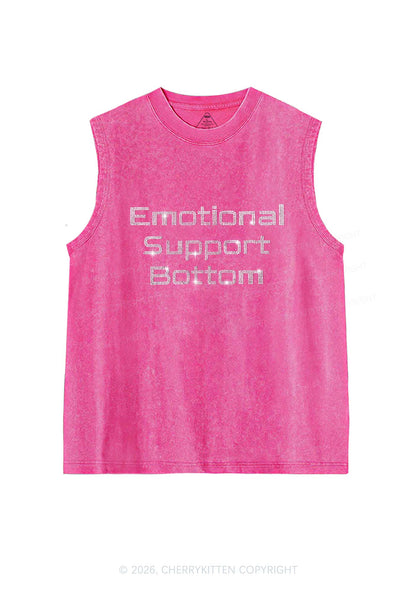 Rhinestone Emotional Support Bottom Pride Y2K Washed Muscle Tank Cherrykitten
