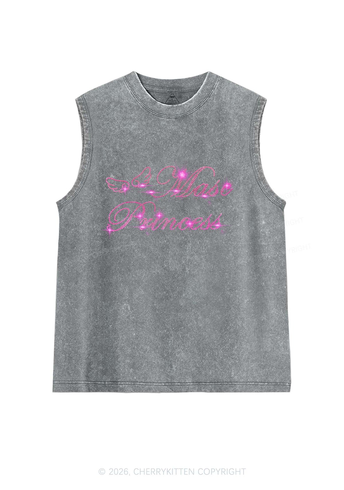 Rhinestone Masc Princess Pride Y2K Washed Muscle Tank Cherrykitten