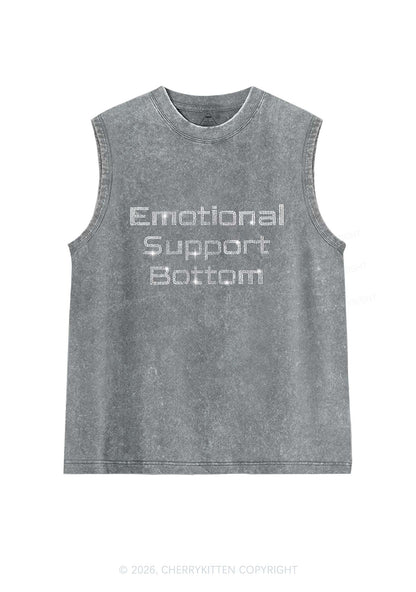 Rhinestone Emotional Support Bottom Pride Y2K Washed Muscle Tank Cherrykitten