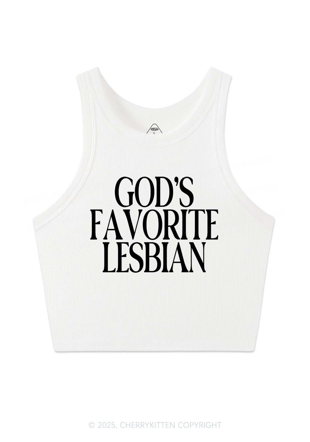 Gods Favorite Lesbian Pride Y2K Crop Tank Top Cherrykitten