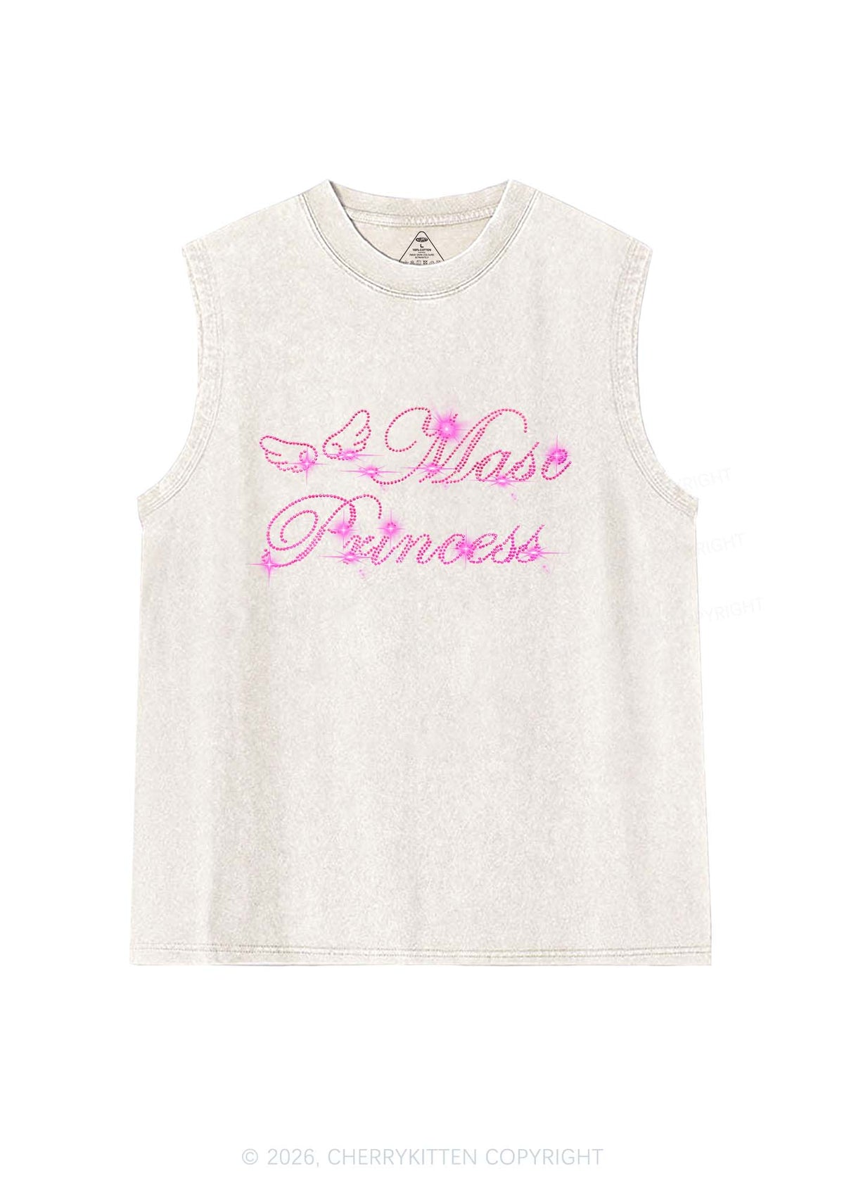 Rhinestone Masc Princess Pride Y2K Washed Muscle Tank Cherrykitten