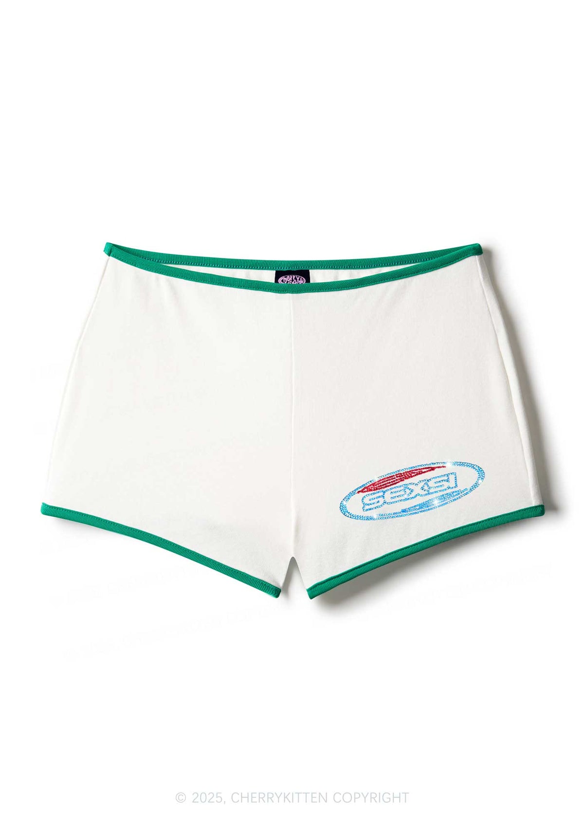 Rhinestone Sexsi Slogan Y2K Booty Shorts Cherrykitten