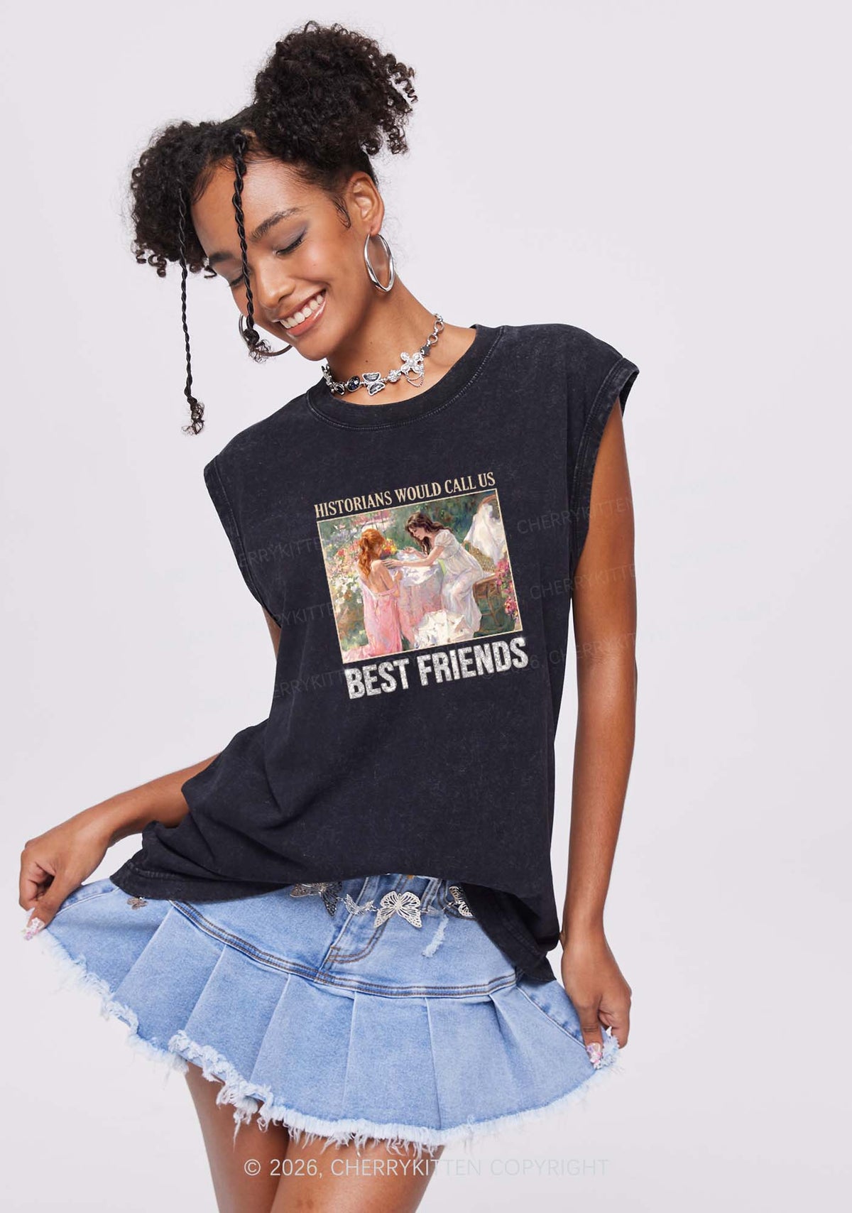Historians Call Us Best Friends Pride Y2K Washed Muscle Tank Cherrykitten