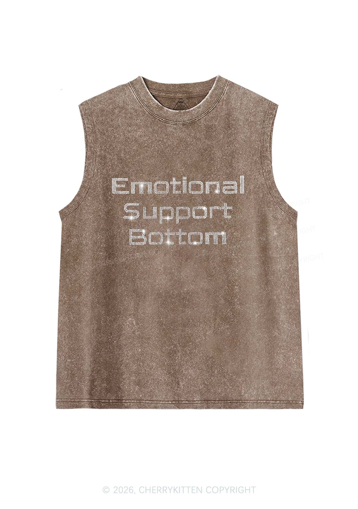 Rhinestone Emotional Support Bottom Pride Y2K Washed Muscle Tank Cherrykitten