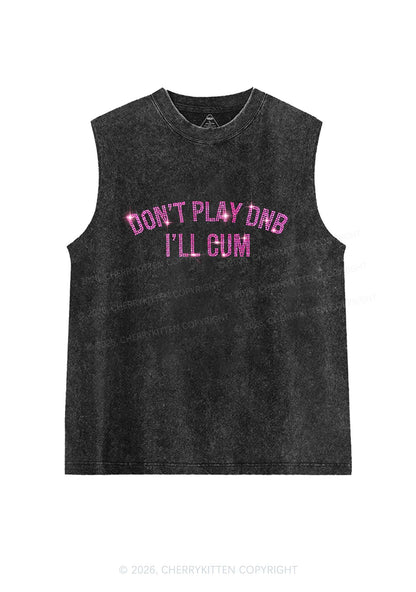Rhinestone Dont Play DNB Y2K Washed Muscle Tank Cherrykitten