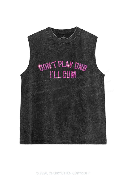 Rhinestone Dont Play DNB Y2K Washed Muscle Tank Cherrykitten
