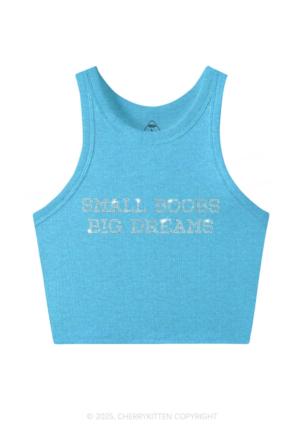 Rhinestone Small But Big Dreams Y2K Crop Tank Top Cherrykitten