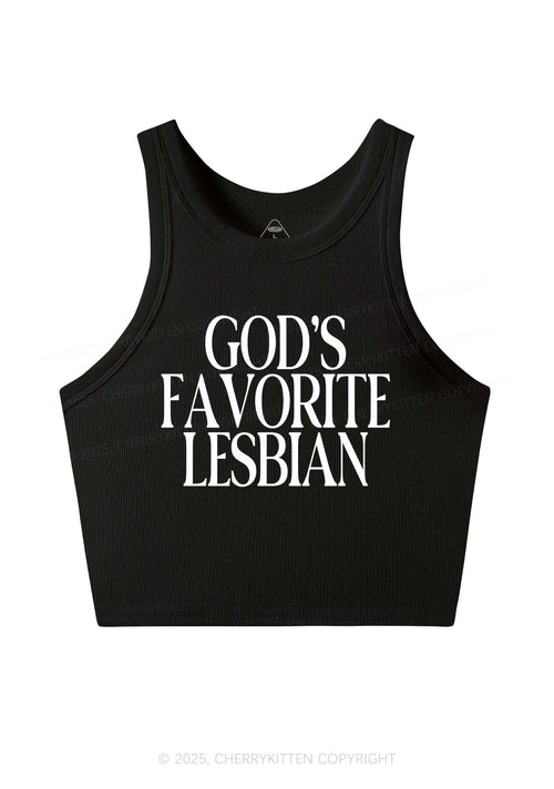 Gods Favorite Lesbian Pride Y2K Crop Tank Top Cherrykitten