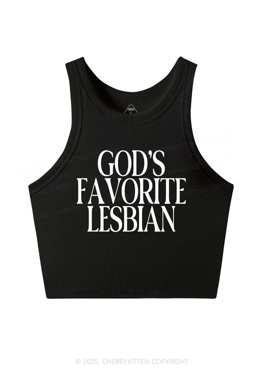 Gods Favorite Lesbian Pride Y2K Crop Tank Top Cherrykitten