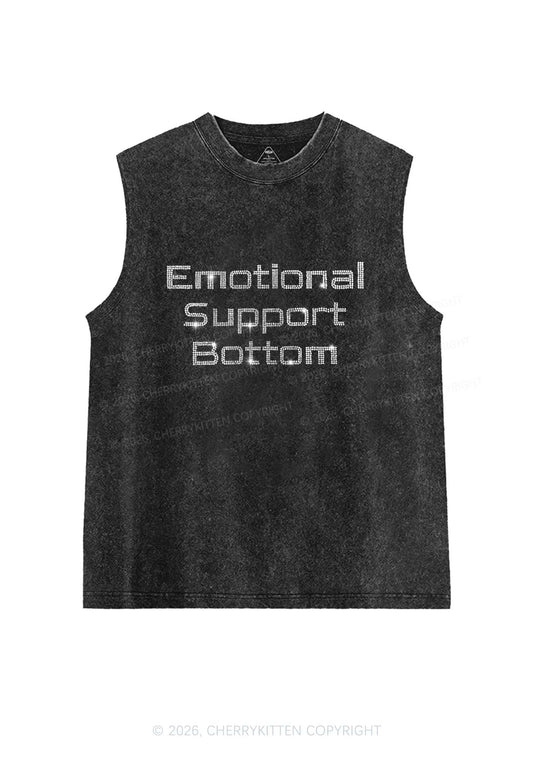 Rhinestone Emotional Support Bottom Pride Y2K Washed Muscle Tank Cherrykitten