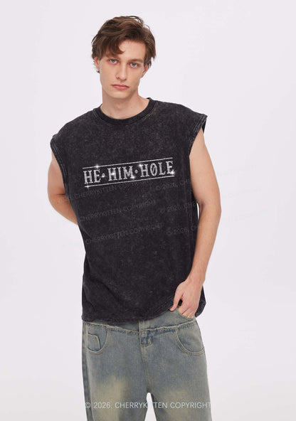 Rhinestone He Him Hole Pride Y2K Washed Muscle Tank Cherrykitten