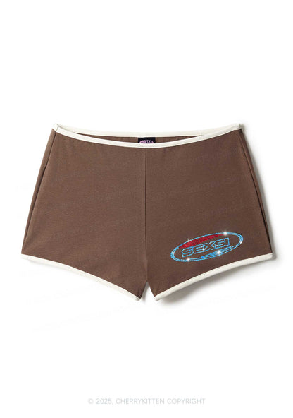 Rhinestone Sexsi Slogan Y2K Booty Shorts Cherrykitten