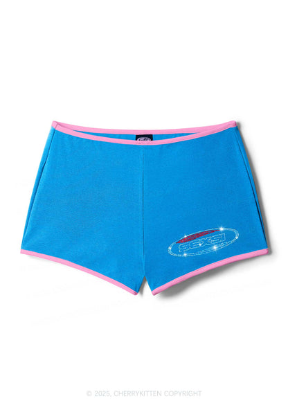 Rhinestone Sexsi Slogan Y2K Booty Shorts Cherrykitten