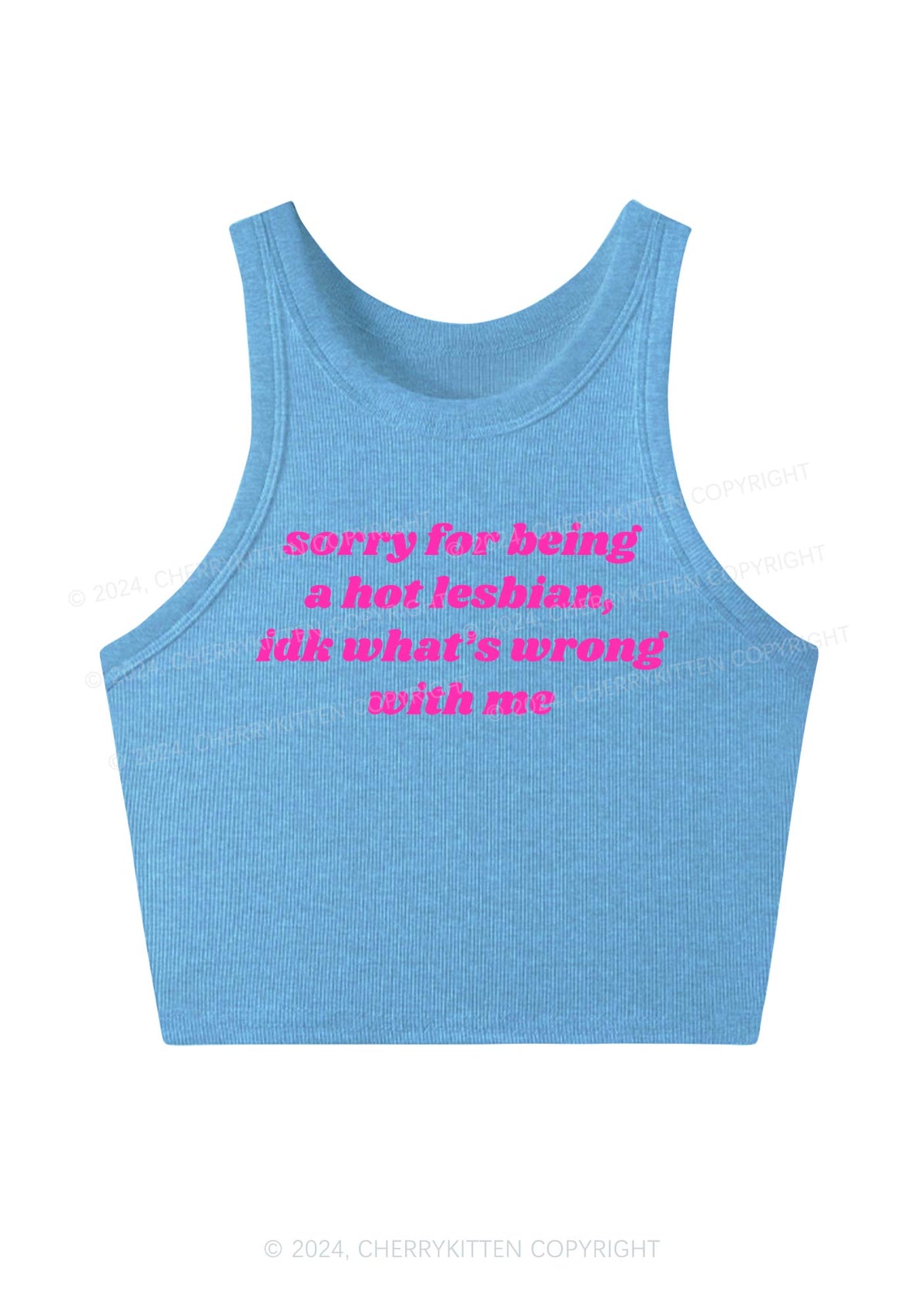 Sorry For Being Hot Lesbian Y2K Crop Tank Top Cherrykitten