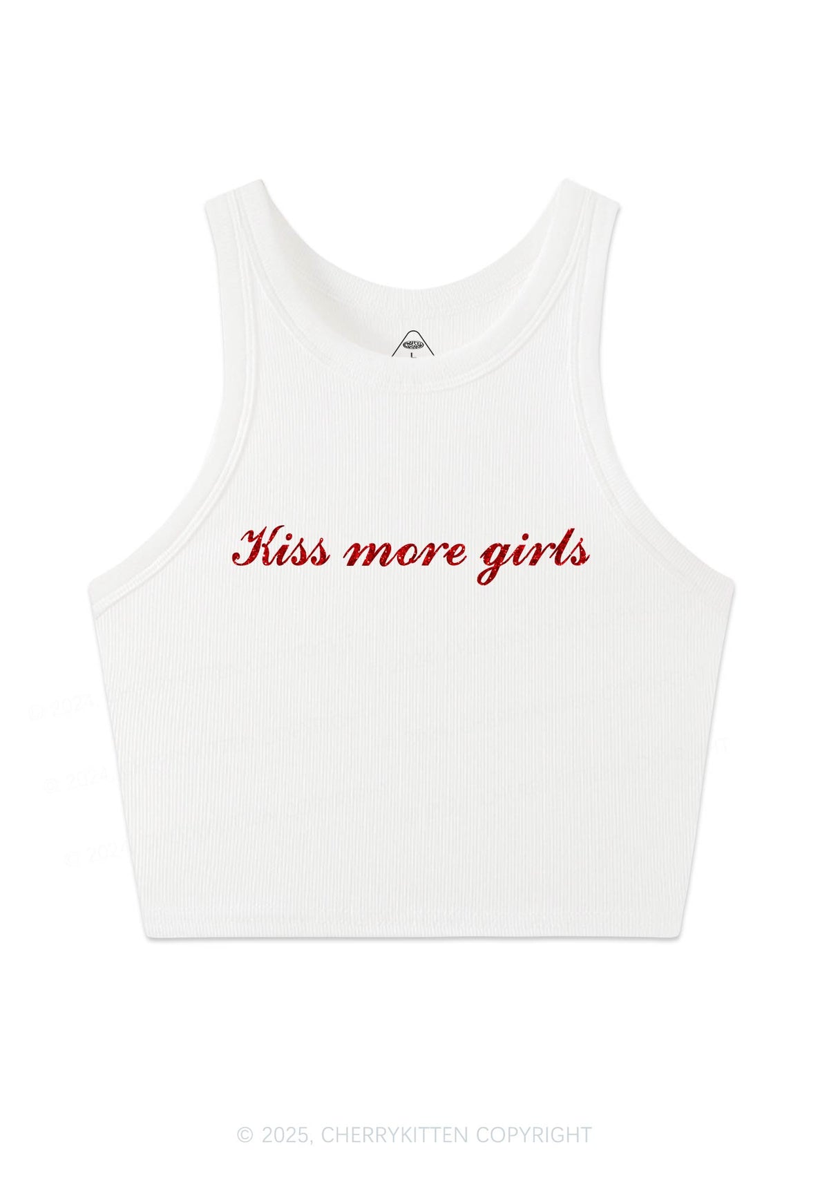 Glitter Kiss More Girls Pride Y2K Crop Tank Top Cherrykitten