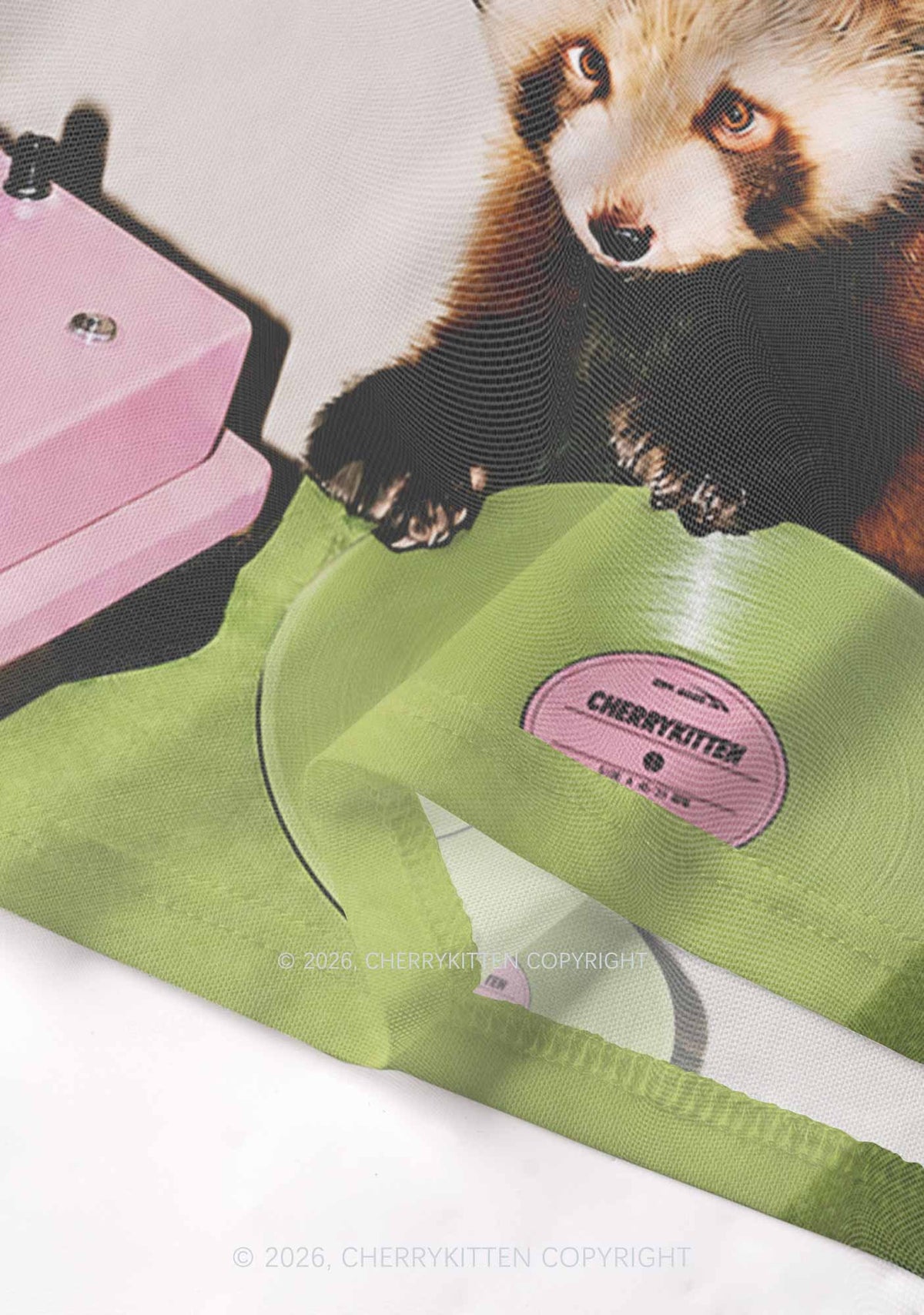Red Panda DJ Y2K Mesh Crop Top Cherrykitten