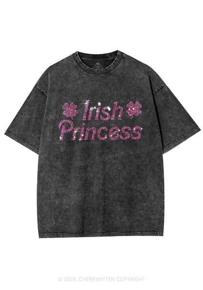 Rhinestone Irish Princess St Patricks Y2K Shirts Washed Tee Cherrykitten