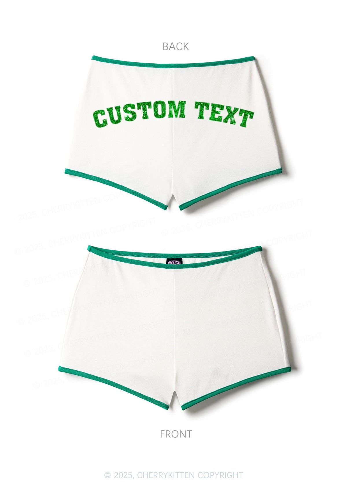 Custom Text Glitter Y2K Booty Shorts Cherrykitten