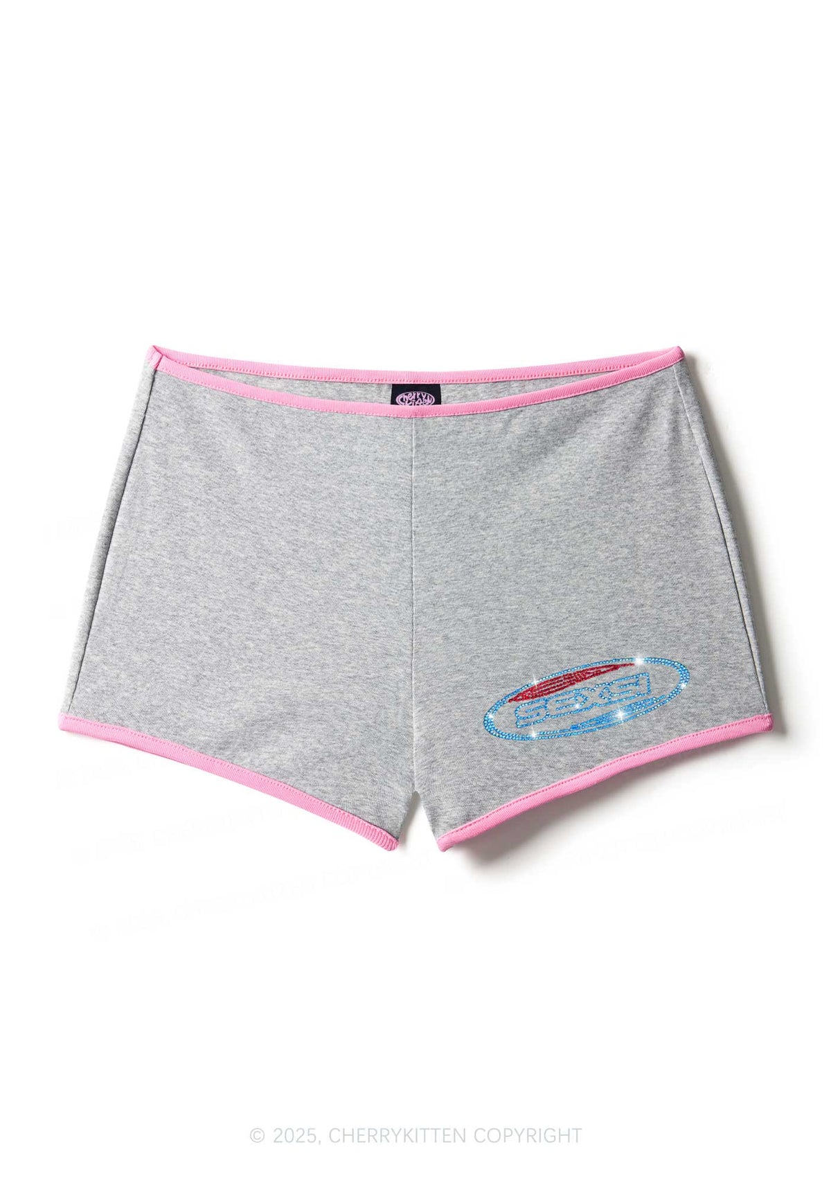Rhinestone Sexsi Slogan Y2K Booty Shorts Cherrykitten