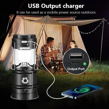 4-Pack Foldable LED Lanterns, Waterproof Solar & USB Rechargeable Camping Lights with Adjustable Brightness and Flashlight Mode