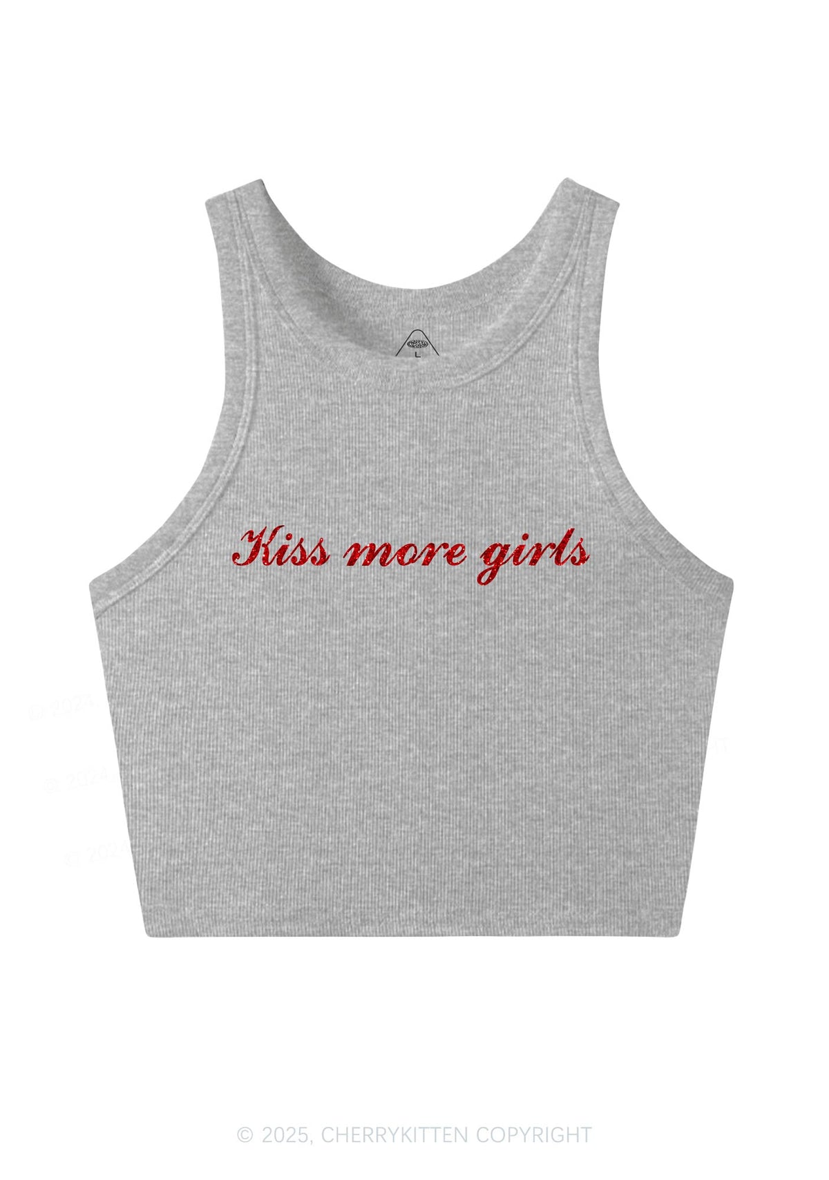 Glitter Kiss More Girls Pride Y2K Crop Tank Top Cherrykitten