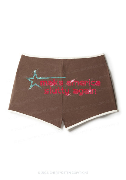 Rhinestone Make America Slxtty Again Y2K Booty Shorts Cherrykitten
