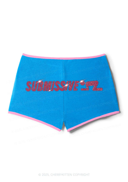 Rhinestone Submissive Man Y2K Booty Shorts Cherrykitten
