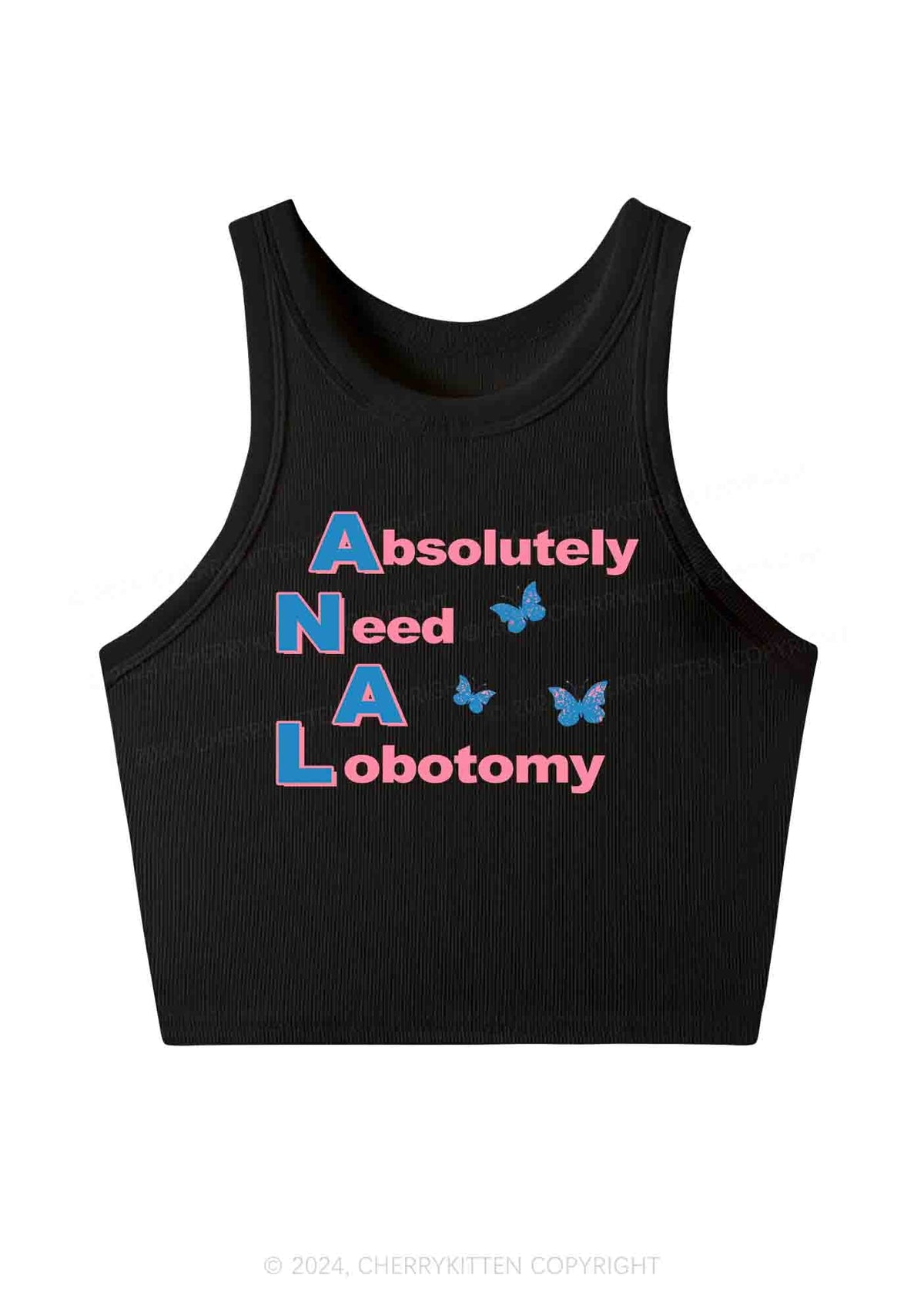 Absolutely Need A Lobotomy Y2K Crop Tank Top Cherrykitten